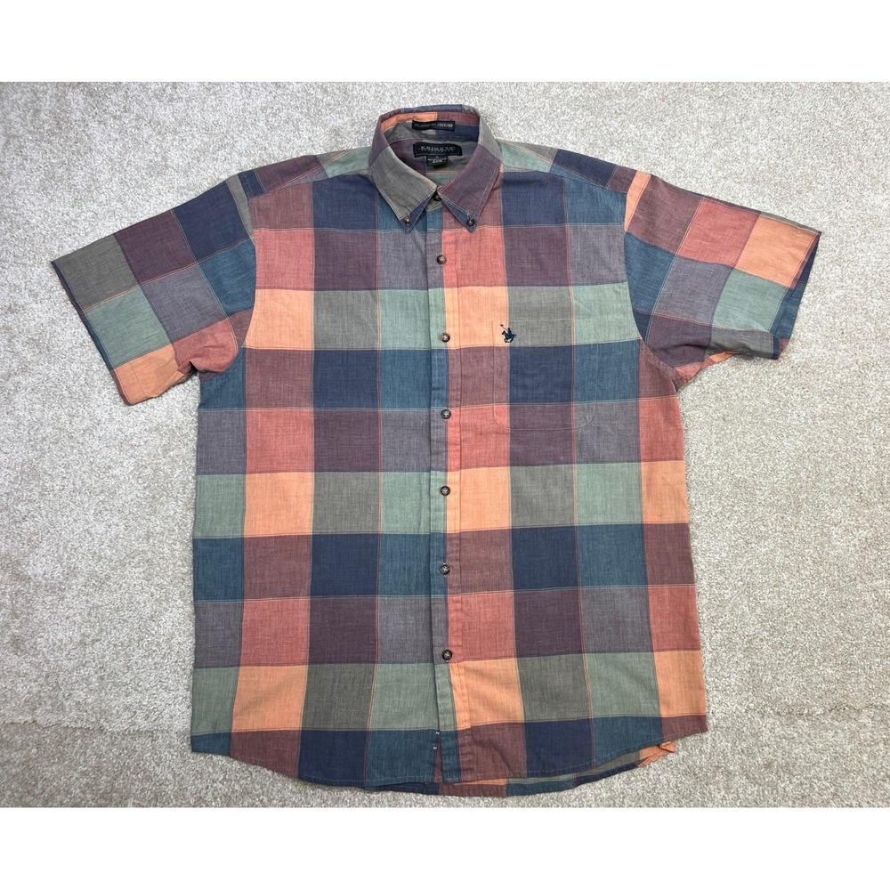 Vintage Knights Sportswear Mens‎ Plaid Short Sleeve Button Down Shirt Size S EUC